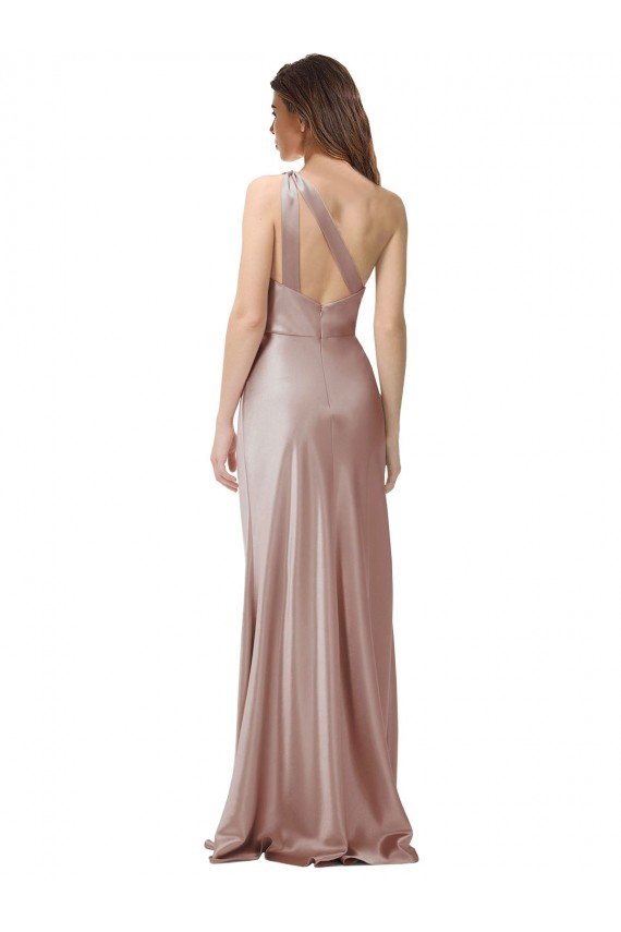 One Shoulder Black-Tie Floor Length Long Formal Stretch Satin Bridesmaid Dress / Prom Dress Bristol