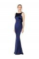 Sheath High Neck Formal Stretch Satin Bridesmaid Dress / Prom Dress Low Back Bristol