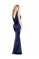 Sheath High Neck Formal Stretch Satin Bridesmaid Dress / Prom Dress Low Back Bristol