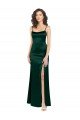 Long Slim Scoop Neck Formal Stretch Satin Bridesmaid Dress / Prom Dress with Open Back Bristol