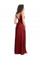 Faux Surplice Neckline Long Slim A-Line Formal Stretch Satin Bridesmaid Dress / Prom Dress Bristol