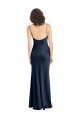 Cowl Neck Long Empire Waist Formal Stretch Satin Bridesmaid Dress with Open Back Bristol