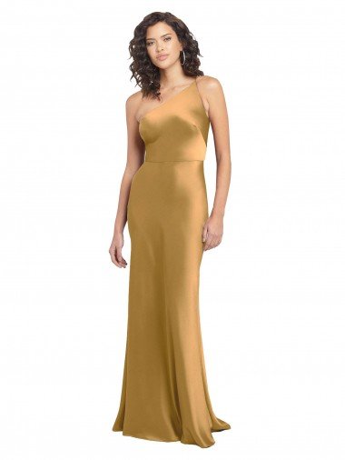 One Shoulder Long Floor Length Formal Stretch Satin Slip Bridesmaid Dress / Prom Dress Bristol