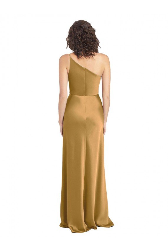 One Shoulder Long Floor Length Formal Stretch Satin Slip Bridesmaid Dress / Prom Dress Bristol