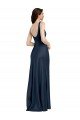 Square Neck A-Line Long Formal Stretch Satin Bridesmaid Dress / Prom Dress with Wide Straps Bristol