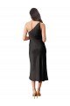 Sleek One Shoulder Midi Length Short Cocktail Formal Stretch Satin Slip Bridesmaid Dress / Prom Dress Bristol