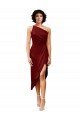 One Shoulder Cocktail Midi Length Short Formal Stretch Satin Wrap Style Bridesmaid Dress / Prom Dress Bristol