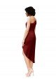 One Shoulder Cocktail Midi Length Short Formal Stretch Satin Wrap Style Bridesmaid Dress / Prom Dress Bristol