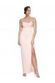 Cowl Neck Strapless Formal Stretch Satin Bridesmaid Dress / Prom Dress with High Split Bristol