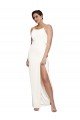 High Neck Formal Stretch Satin Bridesmaid Dress / Prom Dress with Low Back and Side Slit Bristol