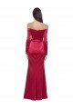 Long Sleeves Off the Shoulder Formal Stretch Satin Bridesmaid Dress / Prom Dress with High Side Split Bristol