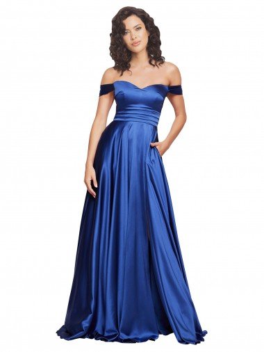 Ball Gown Off the Shoulder Sweetheart Formal Stretch Satin Bridesmaid Dress / Prom Dress Bristol