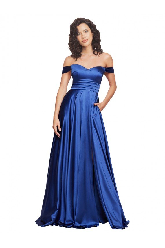 Ball Gown Off the Shoulder Sweetheart Formal Stretch Satin Bridesmaid Dress / Prom Dress Bristol