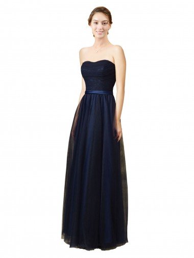 Elegant Lace and Tulle Long Strapless Bridesmaid Dress Bristol