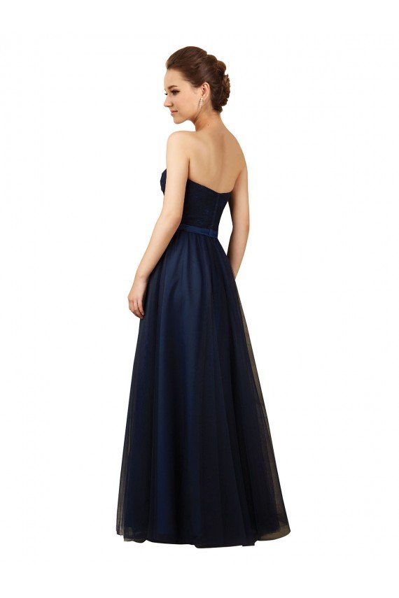 Elegant Lace and Tulle Long Strapless Bridesmaid Dress Bristol