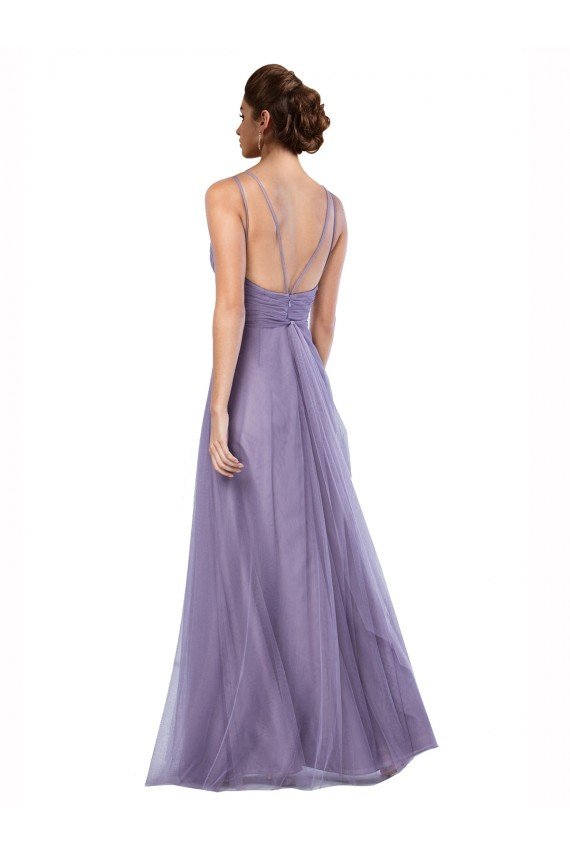 Flowy A-Line Tulle Bridesmaid Dress with Double Straps and V-Neck Bristol