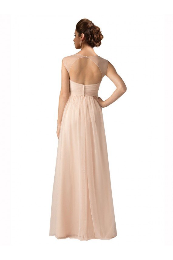 Illusion Sleeves Tulle Bridesmaid Dress with Shirred Bodice and Sweetheart Neckline Bristol