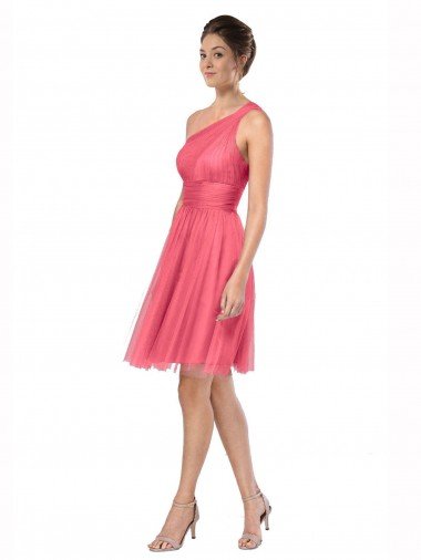 One Shoulder Short Knee Length Tulle Bridesmaid Dress Bristol
