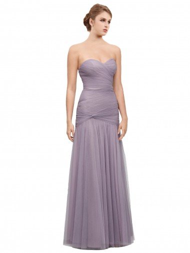Draped Long Mermaid Sweetheart Tulle Bridesmaid Dress Bristol