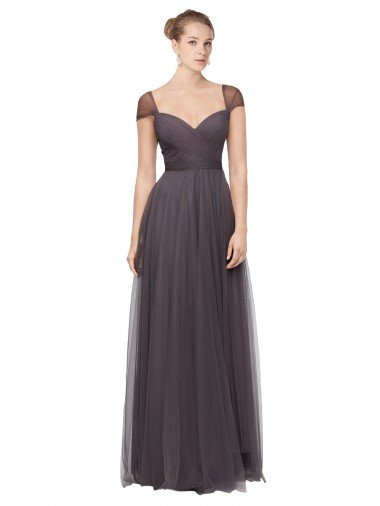 Sweetheart Neckline Long Tulle Bridesmaid Dress with Straps Bristol