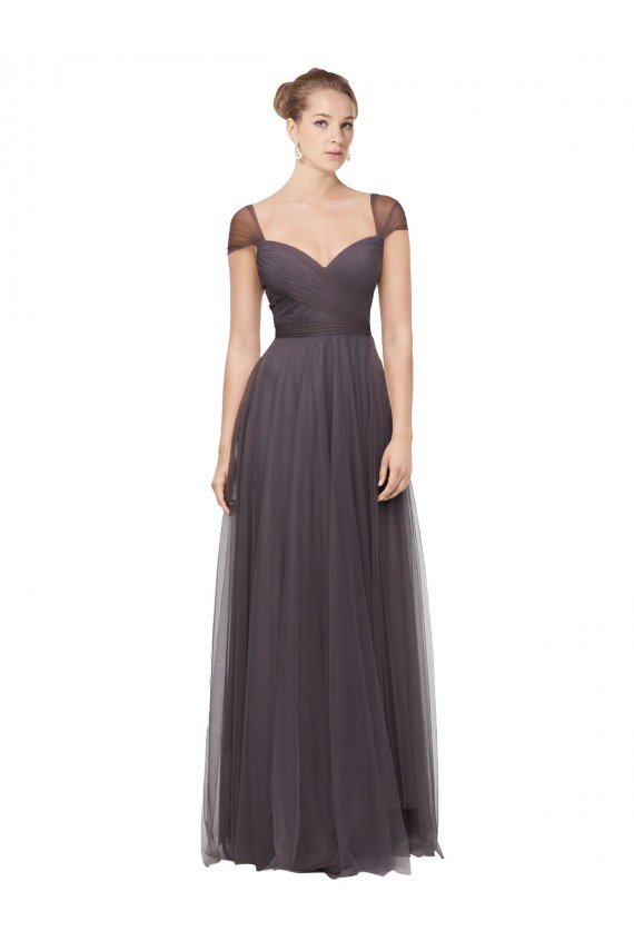 Sweetheart Neckline Long Tulle Bridesmaid Dress with Straps Bristol