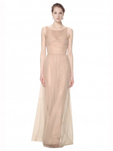 Long Tulle Bridesmaid Dress with Illusion Neck Bristol