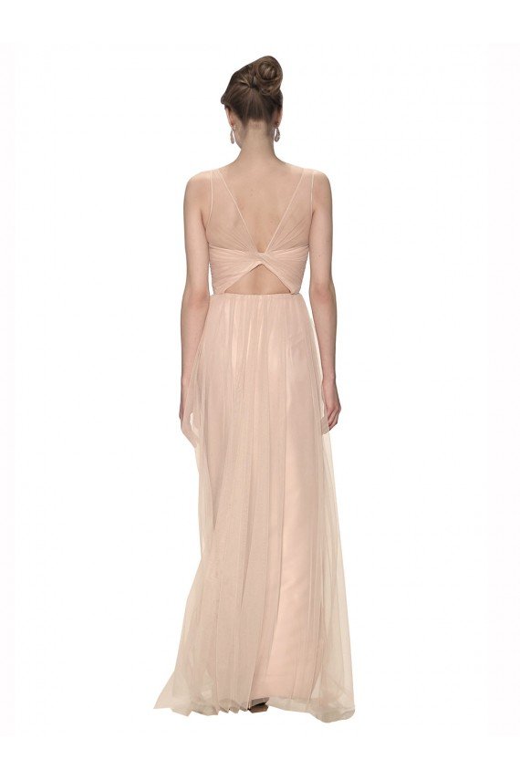 Long Tulle Bridesmaid Dress with Illusion Neck Bristol