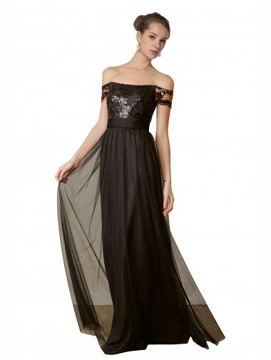 Off The Shoulder Sequined Lace Tulle Bridesmaid Dress Bristol