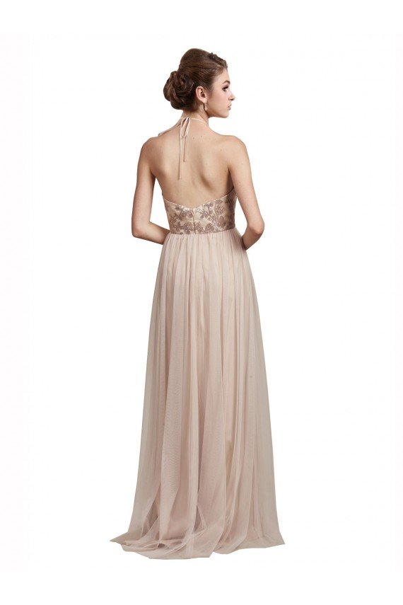 Sweetheart Tulle Bridesmaid Dress with High Neck Illusion Bodice Bristol