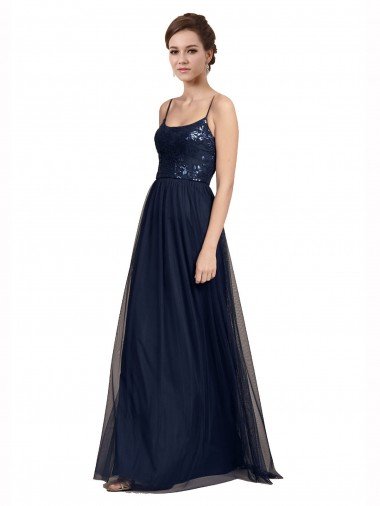 Spaghetti Strap Tulle Bridesmaids Dress with Ballerina Neckline Bristol