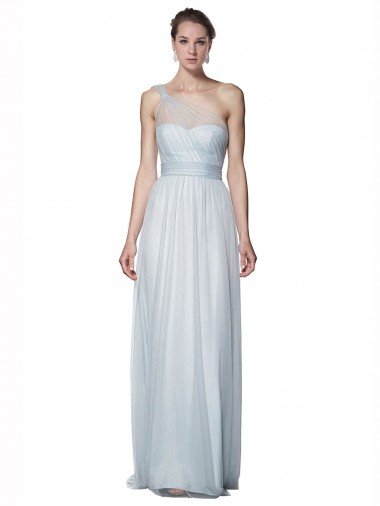 One Shoulder Illusion Tulle Bridesmaid Dress with Knot Detail Bristol