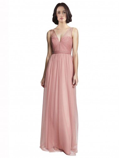 V-Neck Illusion Tulle Bridesmaids Dress Bristol