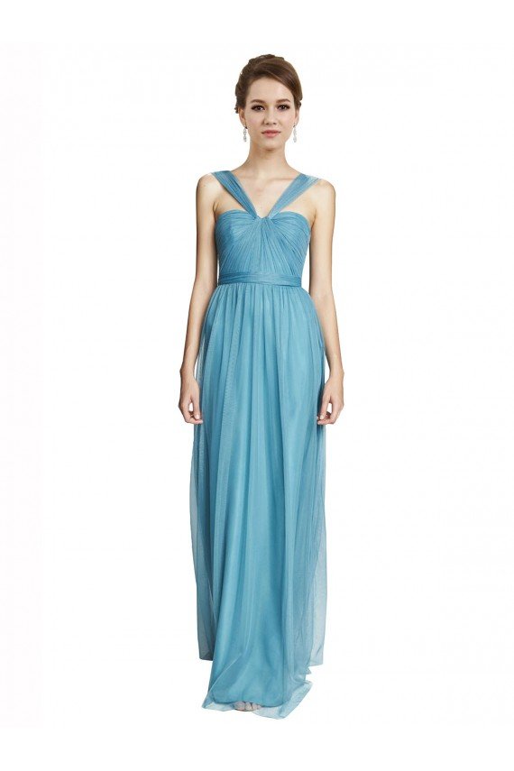 Floor Length Inverted V-Neck Tulle Bridesmaids Dress Bristol
