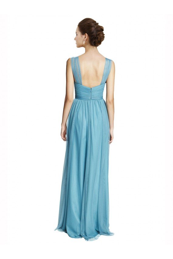 Floor Length Inverted V-Neck Tulle Bridesmaids Dress Bristol