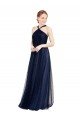 Floor Length Long Halter Pleated Tulle Bridesmaid Dress Bristol