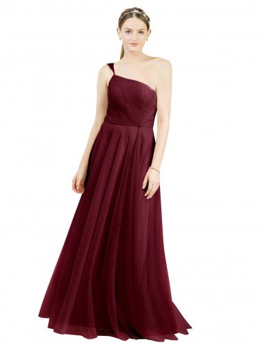 One Shoulder Floor Length Long Tulle Bridesmaid Dress Bristol