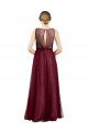 Sleeveless Boat Neck Long Pearl Tulle Bridesmaid Dress with Keyhole Back Bristol