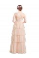 V-Neck A-Line Layered Long Tulle Bridesmaid Dress Bristol