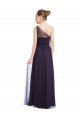 Ruched Long Soft Tulle Bridesmaid Dress with Sheer Netting Shoulder Strap Bristol