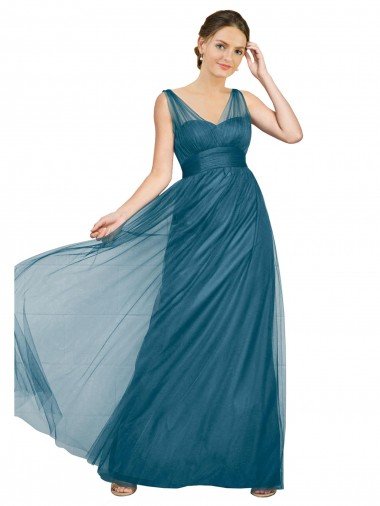 Long V-Neck Soft Tulle Bridesmaid Dress Bristol