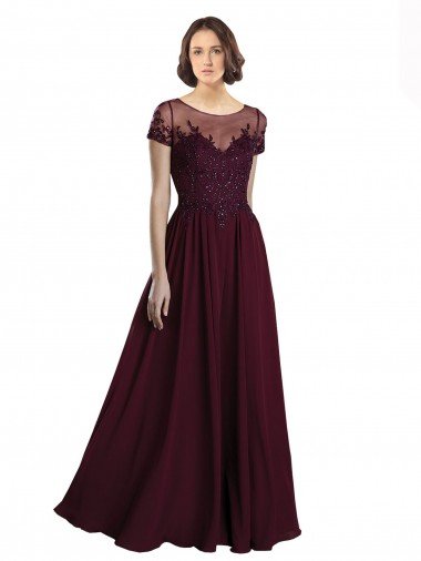 Full Length Beaded and Embroidered Tulle Bodice Long Chiffon Bridesmaid Dress Bristol