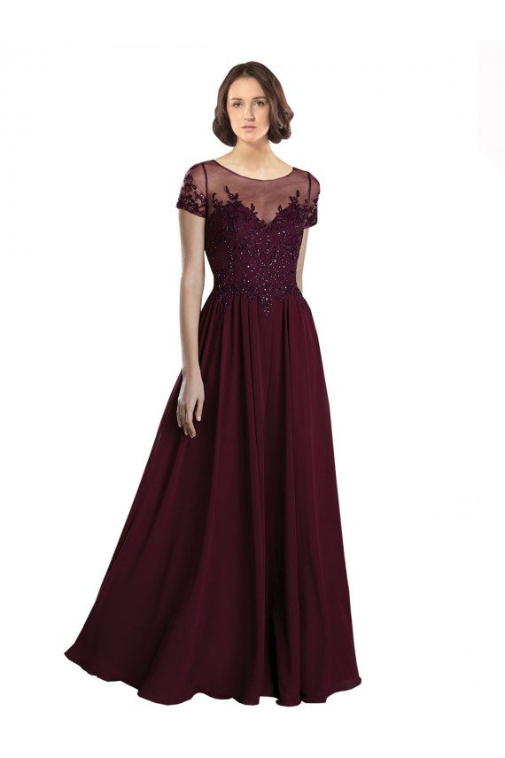 Full Length Beaded and Embroidered Tulle Bodice Long Chiffon Bridesmaid Dress Bristol