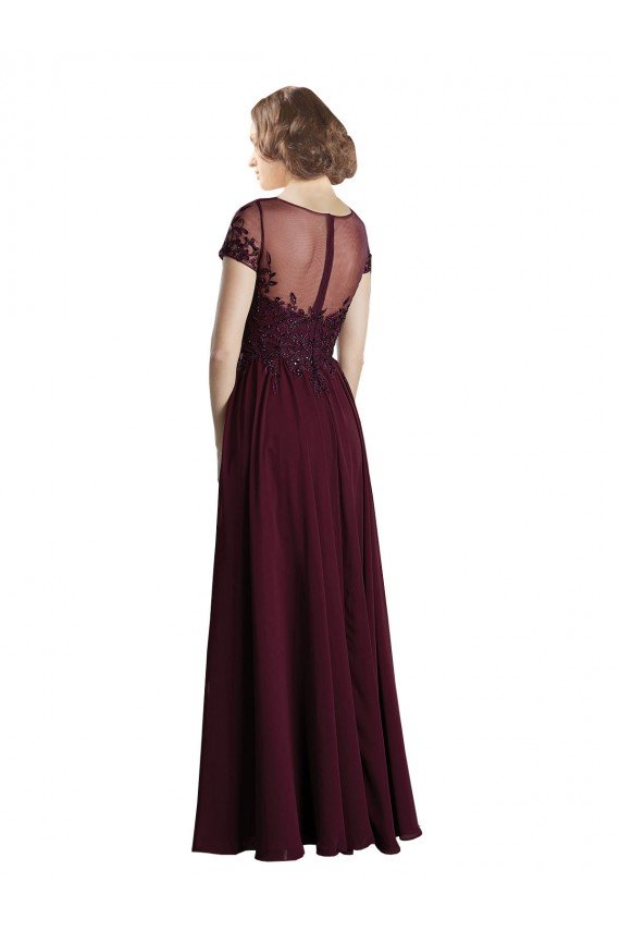 Full Length Beaded and Embroidered Tulle Bodice Long Chiffon Bridesmaid Dress Bristol