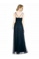 Full Length Long Tulle Bridesmaid Dress with V-Neck Criss-Cross Ruched Top Bristol