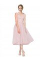 Short Tea Length Wide Strap Plunge Cross Over Neckline Tulle Cocktail Bridesmaid Dress Bristol
