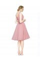 Short Knee Length Wide Strap Plunge Cross Over Neckline Tulle Cocktail Bridesmaid Dress Bristol