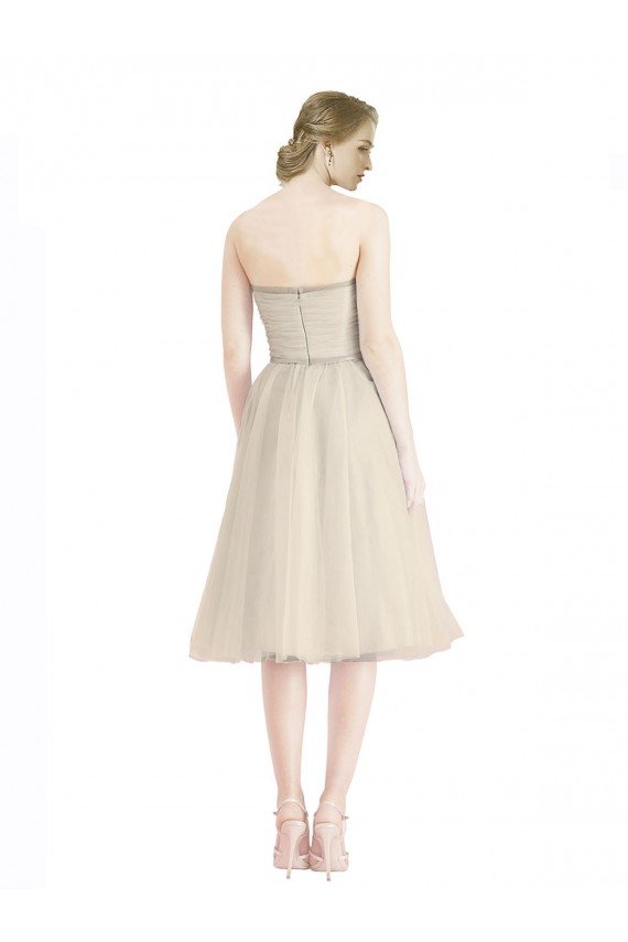 Strapless Short Cocktail Length Tulle Cocktail Bridesmaid Dress with Pleats Bristol