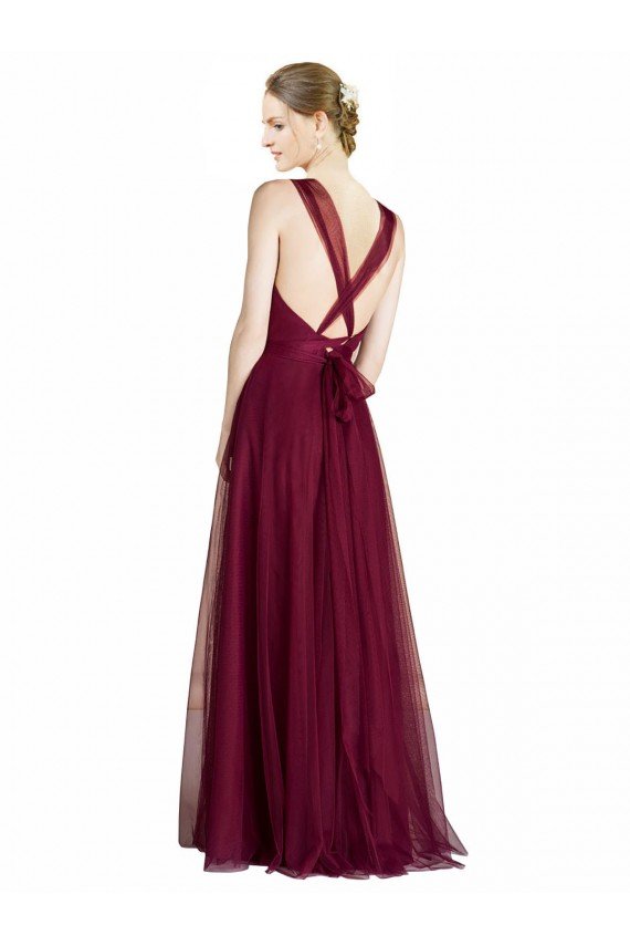 Long Sweetheart Tulle Bridesmaid Dress with Straps and Criss Cross Back Bristol