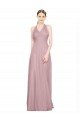Ruffled Halter V-Neck Long Tulle Bridesmaid Dress with Pleats Bristol