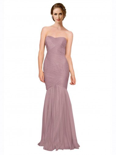 Mermaid Strapless Tulle Bridesmaid Dress with All Over Pleats Bristol